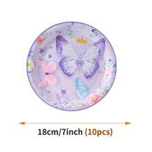 Purple Butterfly Crown Disposable Plates, Napkins, Cups - 10 Guest Party Supplies Set, Suitable For Birthday, Wedding, Theme Party, Family Picnic - Style 4 - View 7