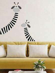 可移除防水可撕式波西米亚风格斑马一家墙贴，适用于婴儿房、儿童房、游戏室 - 1PC - 查看 6