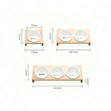 1/2/3 碗 猫狗喂食器 陶瓷餐具 宠物食品水碗 竹框防滑宠物用品 狗猫喂食碗 - 100ml - 查看 2