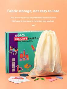 150pcs Children's Educational Puzzle, Fun Tangram Puzzle Board, Changing Geometric Shapes Intelligence Building Toy - 150-piece Puzzle - View 2