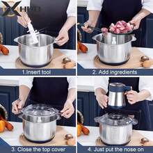HHD 2026 New Model Electric Meat Grinder, Stainless Steel Fully Automatic Commercial Large Capacity Multi-Function Meat Mincer Vegetable Chopper Garlic Crusher - EU C Type Plug(220-240V) - View 8