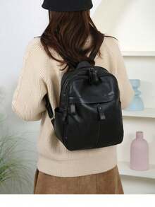 2026 New Elegant PU Leather Women Backpack, Fashion Anti-Theft In Black, Blue, Red, Brown, Large Capacity Commuter Travel Bag With Adjustable Shoulder Strap And Zipper Closure - Multicolor - View 1