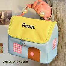 House Shaped Makeup Bag, Large Capacity Waterproof Cosmetic Organizer With Multi Compartments, Portable Travel Toiletry Pouch - Multicolor - View 5
