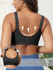 4-Piece Plus Size Bra, Seamless Breathable Wireless Sports Bra For Women - Full Coverage Design, Anti-Slip Material, With Lifting And Support Functions, Comfortable To Wear, Ribbed Details, Made Of Nylon And Elastic Fiber Blend, Hand Wash. Elegant Solid Color Design.Plus Size Lingerie - 彩色 - 查看 5