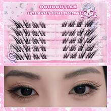 DOUDOUTIAN Basf Fox Tail Oblique Fly False Eyelashes, 40 Clusters, Self-Adhesive, DIY Detachable Segmented Design, C-Curl For Natural Everyday Look, Beginner-Friendly, Length 10mm-13mm - C - View 2