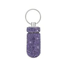 Estuche brillante para pastillas, contenedor de viaje portátil para pastillas con diamante de imitación, pequeño soporte para pastillas con llavero, caja de almacenamiento de pastillas mini y linda - Unitalla - Ver 12