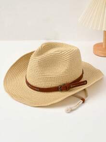 A Wide-Brimmed Straw Hat Suitable For Women, Featuring Sun Protection Properties. A Western Cowboy Hat/Jeans Hat With Sun Protection For Summer Beach Use. It Is Designed With A Sturdy Structure That Is Also Easy To Fold. - Panama Classic Straw Hat - View 10