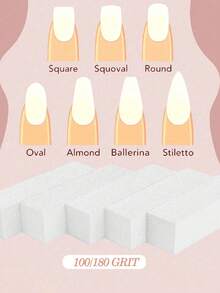 20pcs Nail Buffing Blocks, Medium/Fine Grit 100/180 Grit Polishing Blocks, Suitable For Acrylic Nails, Gel Nail Polish Nails, 3-In-1 Professional Pedicure Manicure Polishing Set, Nail Art Supplies, Nail Tools, Nail Art Tools, Back To School Season, Manicure, Nail Tools - White - View 5