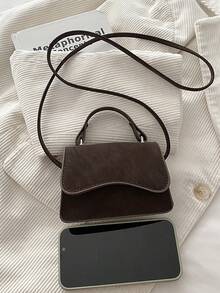 2024新款韩版时尚女包，简约小方包，时尚链条斜挎包 - 咖啡 - 查看 10