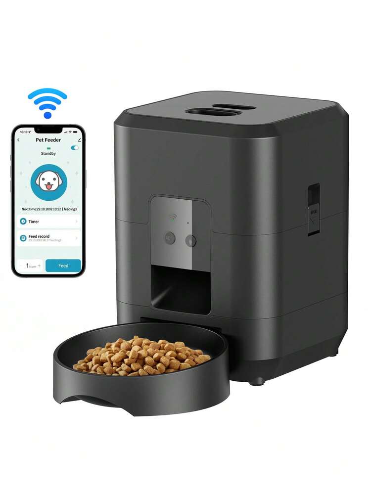 自动喂猫器，定时喂食器，每日喂食1-4次，适用于猫和小型犬，2升容量，适用于干粮，可编程定量喂食，双电源供电，易于清洁，黑色 - 2公升 - 查看 15