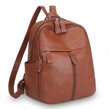 2026 New Elegant PU Leather Women Backpack, Fashion Anti-Theft In Black, Blue, Red, Brown, Large Capacity Commuter Travel Bag With Adjustable Shoulder Strap And Zipper Closure - Multicolor - View 9