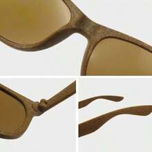 1 pieza Gafas de moda hechas de material de grano de café - Marrón - Ver 5