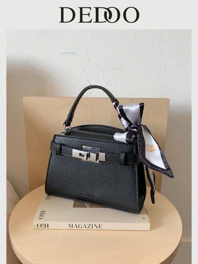 Dedoo Fashionable High-End Litchi Grain Women's Handbag, Minimalist Shoulder Strap Decor, Adjustable Shoulder Strap Crossbody Bag, Exquisite Metal Lock Closure Commuter Shoulder Bag, Magnetic Snap Closure, Multi-Functional Lightweight Crossbody Bag, Minimalist Solid Color Handbag, Durable PU Material Women's Shoulder Bag, Suitable For Gifts, Shopping, Dates, Business Travel, Vacation And Other Occasions.