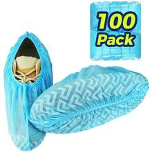 100 Pieces (50 Pairs) Of Extra-Thick, Non-Slip, Disposable Printed Non-Woven Shoe Covers. Breathable, Dustproof. Suitable For Indoor And Outdoor Use. Features Include: Breathable Design, Non-Slip Sole, And Non-Slip Shoe Cover. - Blue - View 8
