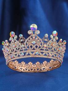 1pc Elegant Queen Crystal Crown, Bridal Wedding Hair Accessory, Women's Party/Event/Ball Tiara, Valentine's Day Gift,Summer,Beach - Multicolor - View 12