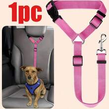 Pet Dog Car Leash Safety Strap, Adjustable Car Travel Restraint Tether, Car Headrest Attachment Strap - Red - View 4
