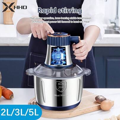 HHD 2026 Nuevo Picador de Carne Eléctrico, Molino de Carne Automático de Acero Inoxidable para Uso Doméstico/Comercial, Picador de Carne/Verduras/Ajo de Gran Capacidad y Multifunción