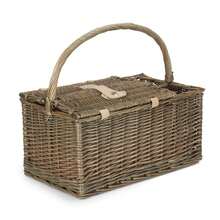 Red Hamper Deluxe Retro Double Lidded Fitted Wicker Picnic Basket - Brown - View 3
