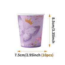 Purple Butterfly Crown Disposable Plates, Napkins, Cups - 10 Guest Party Supplies Set, Suitable For Birthday, Wedding, Theme Party, Family Picnic - Style 4 - View 9