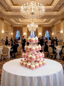 [Kệ đựng bánh cupcake 4 tầng] Kệ đựng bánh cupcake hình vuông 4 tầng bằng acrylic, chứa được 52 bánh cupcake, thích hợp cho các bữa tiệc, đám cưới, sinh nhật, tiệc mừng em bé, Halloween, lễ tốt nghiệp. - Nhiều màu - Xem 1