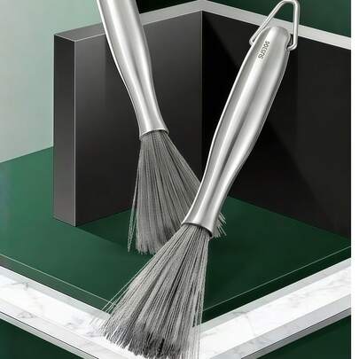 1/2 chiếc bàn chải vệ sinh bằng thép không gỉ 304 kèm móc treo tường, tay cầm thoải mái 25cm/9.8in, bàn chải cọ rửa bằng kim loại bền bỉ dùng để làm sạch nồi chảo, dụng cụ vệ sinh nhà bếp hiệu quả giúp tiết kiệm sức động.