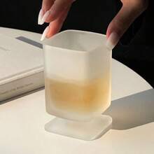 2个装小众设计磨砂方形杯，ins风高脚玻璃杯，葡萄酒杯，果汁杯，咖啡杯，家用水杯 - 磨砂白 - 查看 5