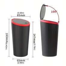 Universal Car Cup Holder Trash Can With Pop-Up Lid ,Premium Round Car Trash Can , With 30 Trash Bags, Fits Cup Holder & Armrest Box, ABS Ergonomic Design For Hands-Free Car, Home & Office Waste Disposal - Slanted Opening - View 5