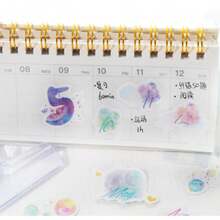 Laser Cut Shiny Decorative Tape With Numbers, Starry Sky & Cloud Series Decorative Materials, Synthetic Paper Shiny Laser Cut Washi Tape For Scrapbooking DIY Stickers - D - View 4