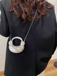 Túi xách mini nữ cao cấp màu vàng kim, dây đeo dệt sang trọng, ví cầm tay dự tiệc, phụ kiện thời trang độc đáo, ví đựng tiền xu nhỏ xinh dành cho phái nữ. - Bạc - Xem 11