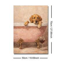 1幅带框/不带框金毛犬浴缸帆布海报，趣味动物狗狗浴室墙面艺术印刷品，简约厕所美学装饰画，适用于公寓、客厅、卧室、现代家居装饰 - A - 查看 10