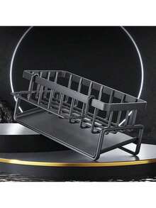 1 pieza Organizador de fregadero de cocina con barra para toallas, soporte para esponjas y escurridor de platos ahorradores de espacio, almacenamiento de detergente y paño de cocina para encimera - Estante - Ver 10