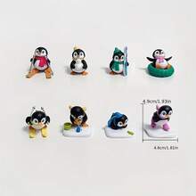 Conjunto de 4 miniaturas colecionáveis de pinguins, em PVC, para decoração de micro paisagens, enfeites de jardim, decoração DIY, acessórios para casa e escritório, decoração de interiores de carros, pequeno presente. - A - Ver 5