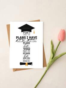 1pc Christian Graduation Card With Envelope - Bible Verse Graduation Greeting Card - Inspirational Gift For Family, Friends & Classmates, Blank Inner Page For Writing - A - View 7
