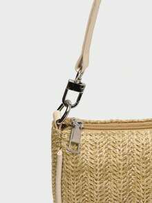 2025 New Korean Style Women Woven Handbag Shoulder Bag Straw Bag Retro Tote Bag Portable - Beige - View 7