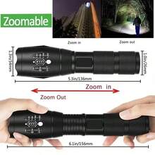 1 buah Senter LED Daya Tinggi, 5 Mode Pencahayaan (SOS dan Strobo), Fokus yang Dapat Diatur, Tahan Guncangan, Ringkas dan Portabel - Cocok untuk Keadaan Darurat, Berkemah, Mendaki - MultiWarna - View 5