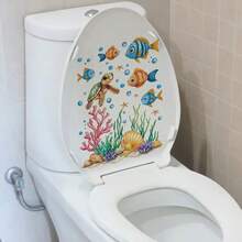 1张海洋系列马桶贴纸，马桶盖贴纸，马桶水箱贴纸，墙贴，卫生间装修可移除贴纸，自粘贴纸，美观家居装饰，家居必备，趣味小物 - 1PC - 查看 4