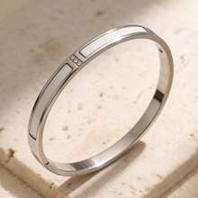 女士不锈钢镀金手镯套装（1件装）| 可叠戴手镯，镶嵌贝壳和水晶 | 简约日常佩戴饰品 - 彩色 - 查看 14