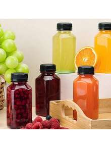 Bộ 12/6/1 chai nhựa đựng nước ép, chai nước rỗng 8oz/4oz có nắp đen, chai nước tái sử dụng, hộp đựng đồ uống trong suốt, dùng cho nước ép, sinh tố, đồ uống. - Nhiều màu - Xem 8