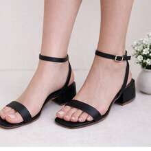 Women's Block Heel Sandal With Buckle, Casual And Elegant. - màu đen - Xem 1