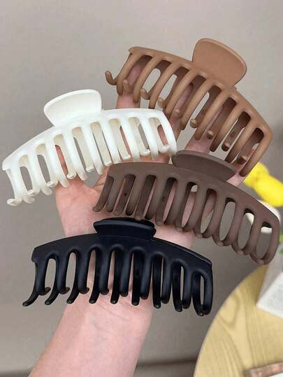 4 piezas Pasadores de pelo grandes de unicolor y estilo clásico, pasadores de pelo grandes de unicolor a la moda para cabello grueso, ganchos de pelo fuertes para el verano, accesorios de playa y vacaciones