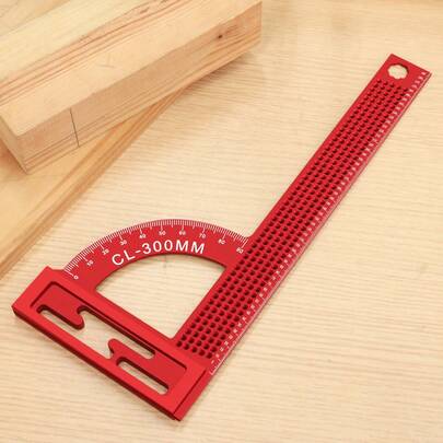 Thước vuông góc chữ T 300mm – Độ chính xác 0°-90°, hợp kim nhôm 1mm, có lỗ vạch chữ T dùng trong chế biến gỗ và vẽ kỹ thuật.