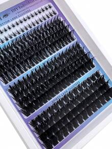 四合一蓬松假睫毛簇，60D/100D/160D/200D/300D 底型及尖头假睫毛簇，246/182 片俄罗斯 3D 卷翘假睫毛，6-18mm 延长套装，DIY 仙女/卡通假睫毛，适合日常妆容及角色扮演，可重复使用 - 查看 5