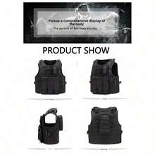 适用于气枪/彩弹射击的军用战术背心，MOLLE模块化系统战争游戏作战背心 - 彩色 - 查看 10