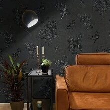 1 Roll Of Black Rose Flower Vinyl Film - Self-Adhesive Removable Wallpaper With Rose Flower Pattern, Easy To Install, Black Rose Style (No Glue Required). Black Flower Self-Adhesive Wallpaper Is Suitable For Bedroom, Kitchen Splash Boards, Countertops, And Walls. - Black - View 5