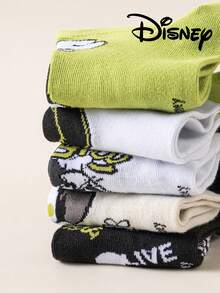 Disney 5双装女士短袜礼品套装，夏季袜子，米奇、米妮、唐老鸭、黛丝卡通图案，舒适透气时尚袜子 - 彩色 - 查看 4