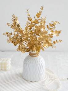 1/3/120片人造金桉树叶，仿真植物，适用于家居、餐厅、客厅、户外花园装饰、插花、摄影道具，适合春秋季节，可用于花瓶、花墙、花环、新娘捧花、婚礼装饰、DIY花环材料、生日派对装饰、家居装饰配件、情人节等。 - 金色 - 查看 1