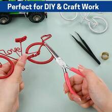 KLONKEE 5件套迷你粉色珠宝钳工具套装，包括尖嘴钳、斜口钳和长嘴钳，适合女性珠宝制作、维修和工艺制作。 - 彩色 - 查看 8