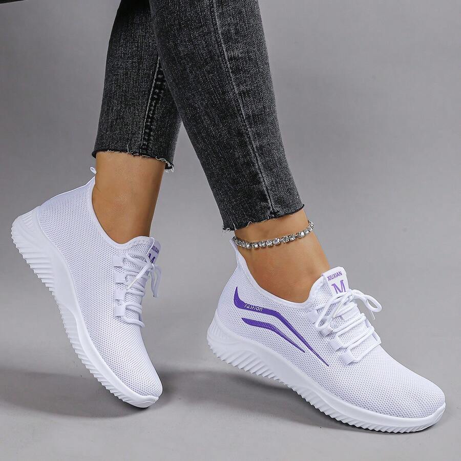 Women's Breathable Mesh Sneakers, Non-Slip Soft Bottom Comfortable Lightweight Running Shoes, Versatile Spring/Summer New Arrival - White - View 1