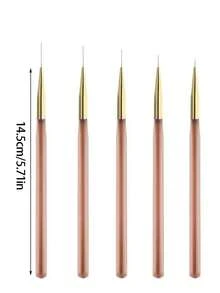 5-Piece Ultra-Fine Nail Art Detail Brush Set - Brown. These Fine Drawing Brushes Are Used To Create Delicate Lines. They Are Easy To Use, Made Of Soft Material, And Are Suitable For DIY Nail Art. Odorless Professional Nail Art Tools And Supplies, Suitable For Professional Nail Technicians And Beginners. A Great Gift For Women, Especially For Christmas. - Multicolor - View 10