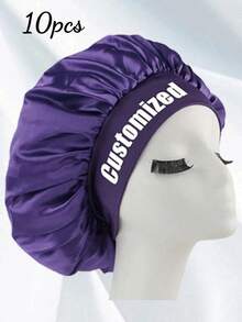 Personalized Custom Text Silk Hair-Like Soft Sleep Hat, Wide-Brim High Elasticity Head Cover, Beauty Shampoo Cap, Hair Protection Headband, Ladies Sleep Cap, Gift For Wife And Best Friend. - Multicolor - View 21